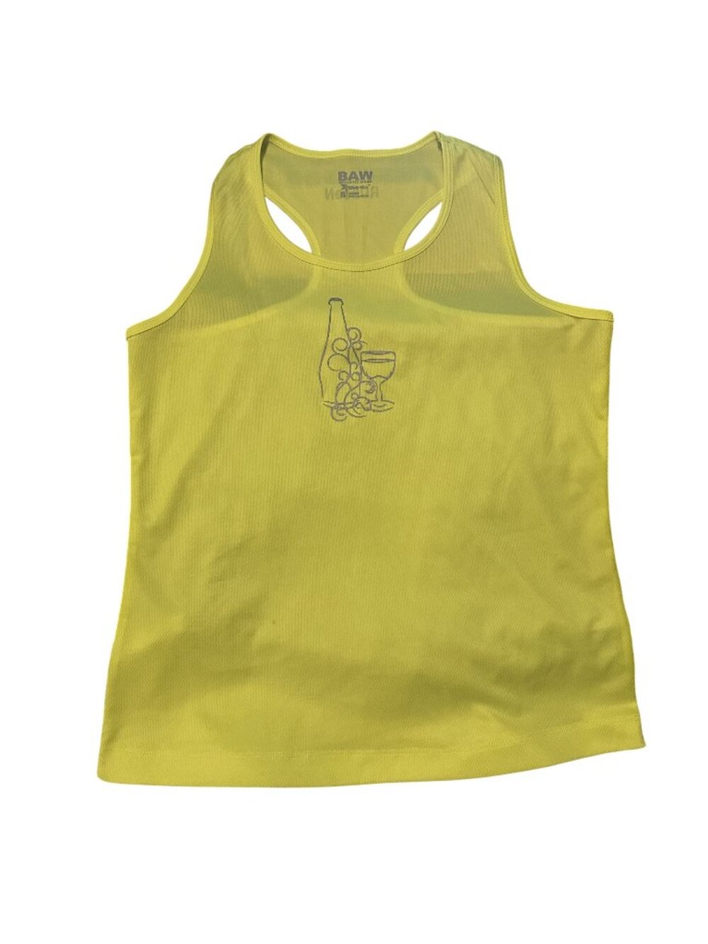 Will Run For Wine Running Singlet Neon Yellow RUseeN Refective Tank Small